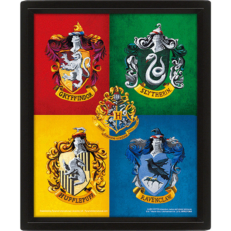 Harry Potter Crests Framed 3D Picture, side angle