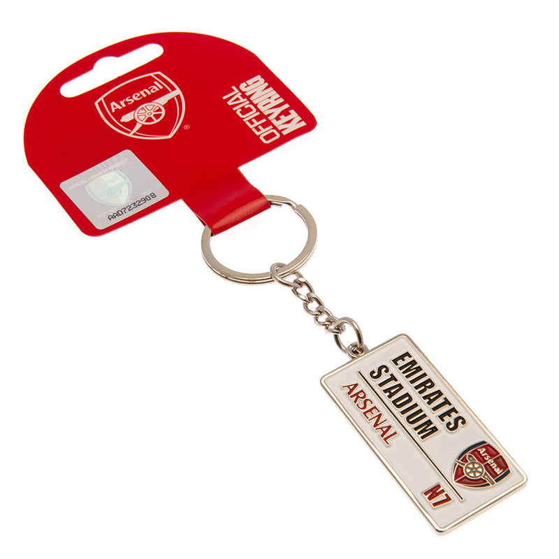 Arsenal FC Embossed Street Sign Keyring, side angle