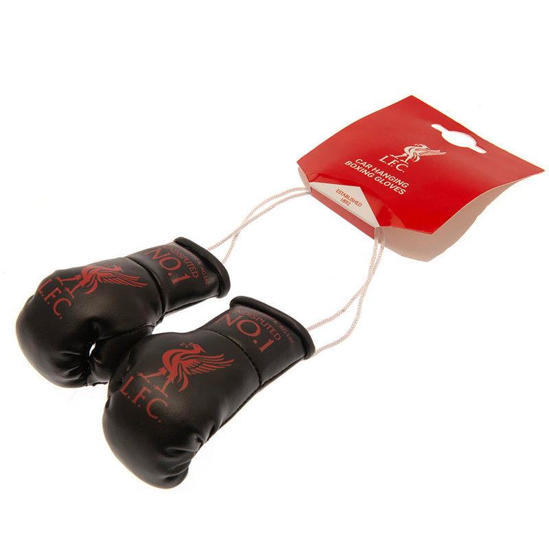 Liverpool FC Black Mini Boxing Gloves, side angle