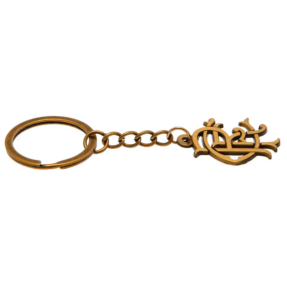 Rangers FC Antique Gold Scroll Crest Keyring