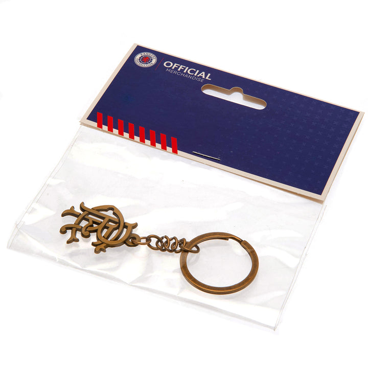 Rangers FC Antique Gold Scroll Crest Keyring