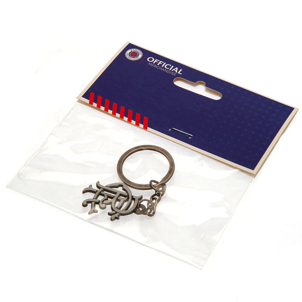 Rangers FC Antique Silver Scroll Crest Keyring