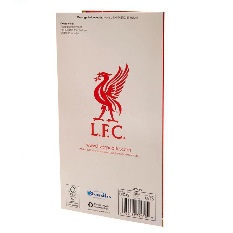 Liverpool FC Boy Birthday Card, close-up detail