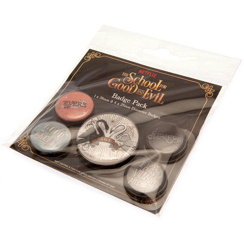 The School For Good & Evil Button Badge Set, side angle