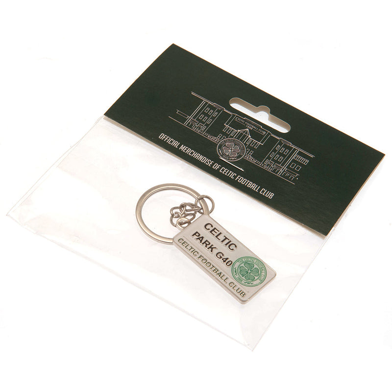 Celtic FC Embossed Street Sign Keyring, side angle