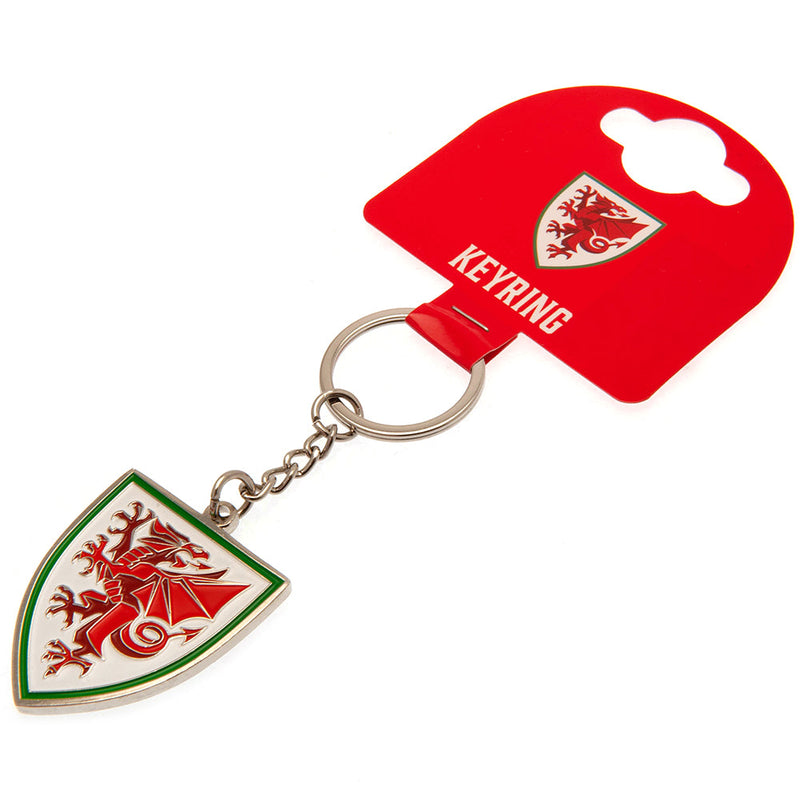 FA Wales Crest Keyring, side angle