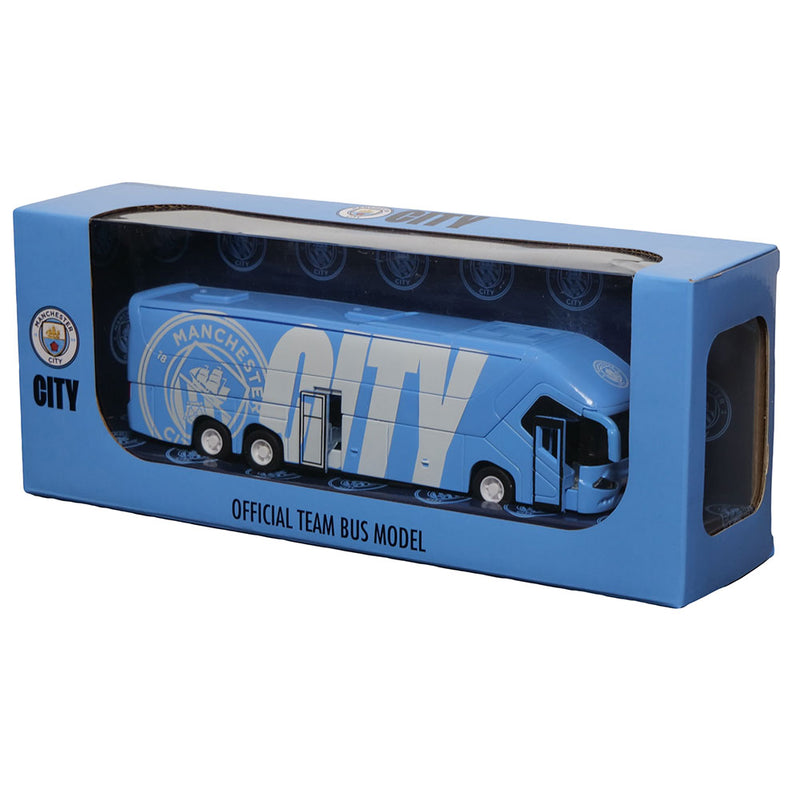 Manchester City FC Diecast Team Bus, in display
