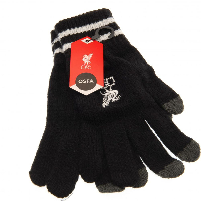 Liverpool FC Touchscreen Knitted Gloves Youths BK, side angle