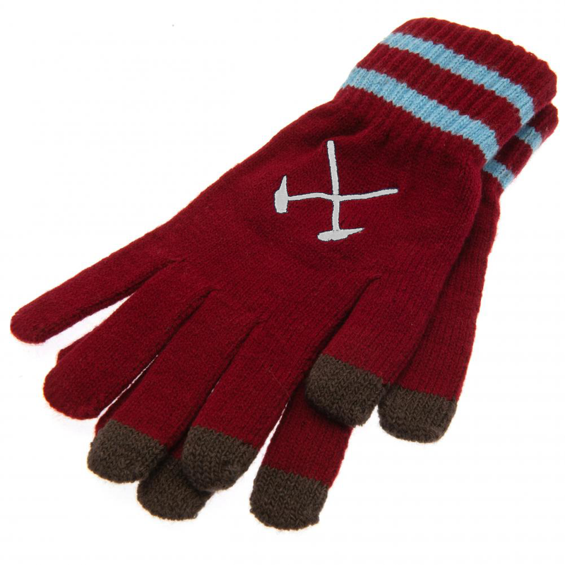 West Ham United FC Touchscreen Knitted Gloves Youths, side angle