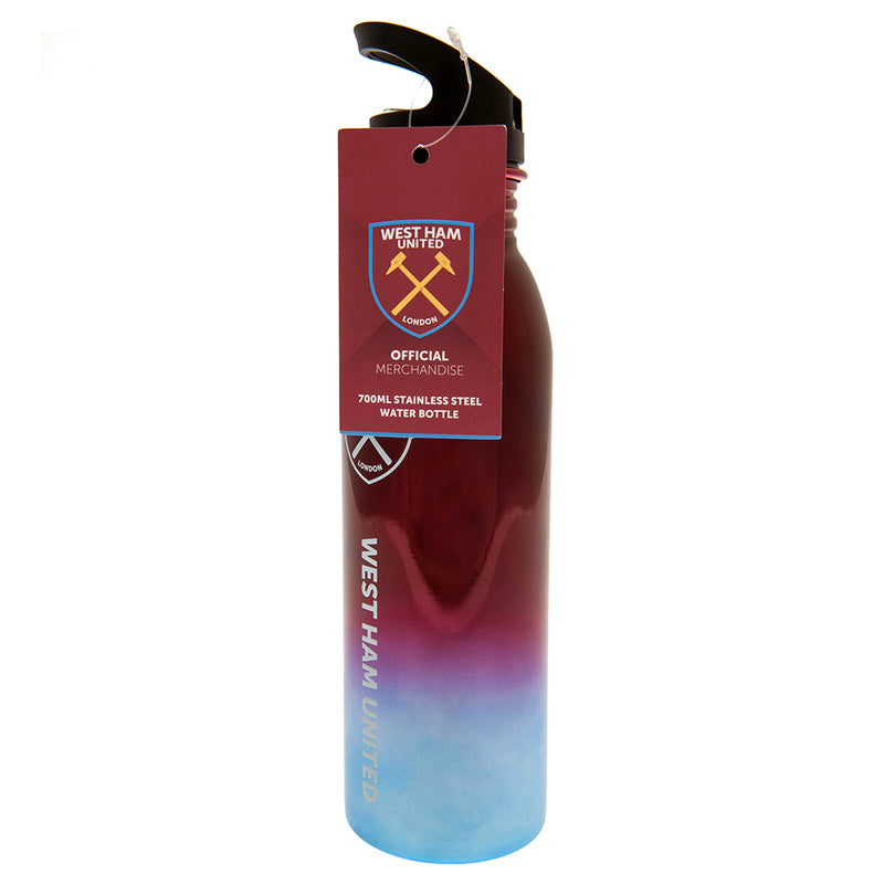 West Ham United FC UV Metallic Drinks Bottle, side angle