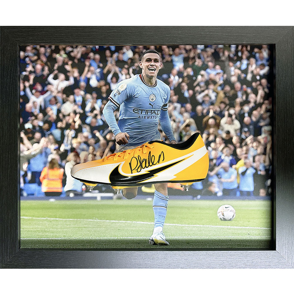 Manchester City FC Phil Foden Signed Boot (Framed)