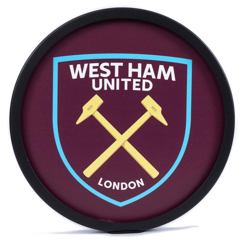 West Ham United FC Metal LED Logo Sign, side angle