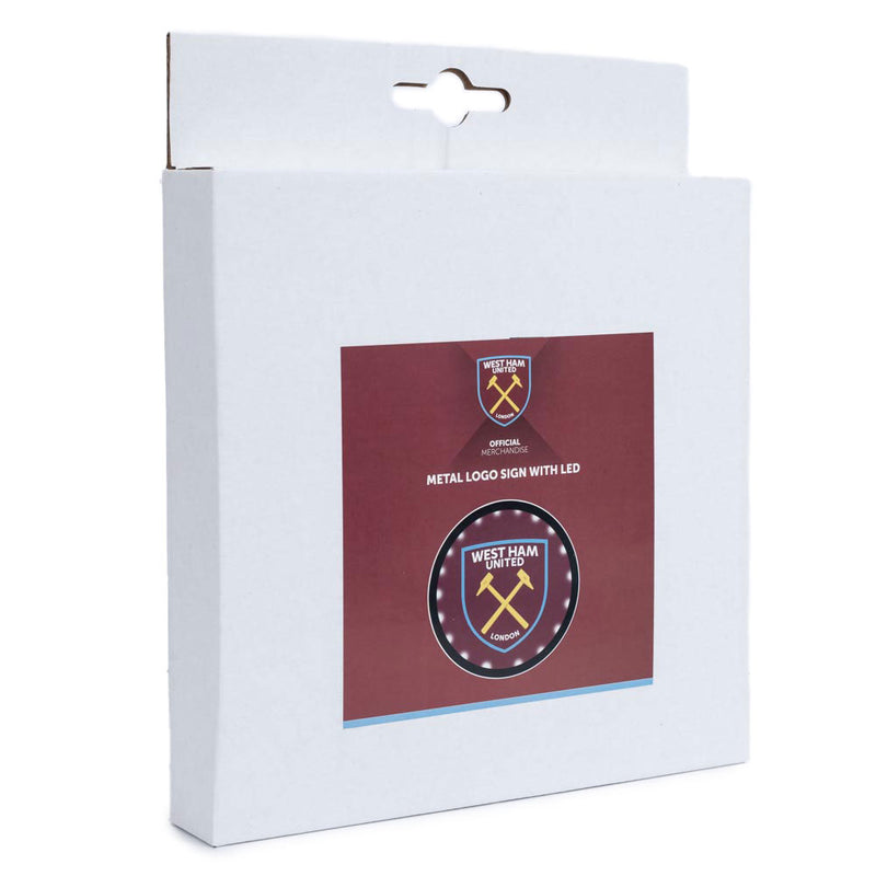 West Ham United FC Metal LED Logo Sign, close-up detail