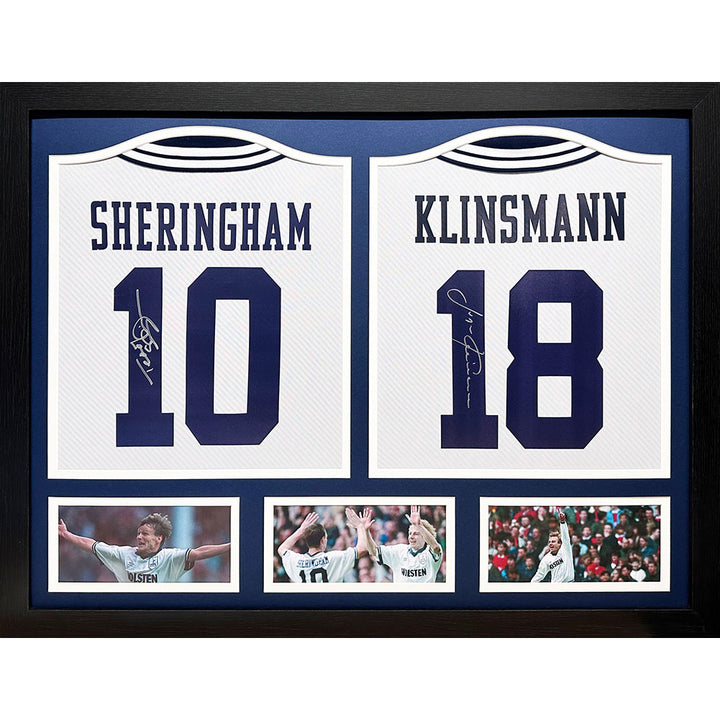 Tottenham Hotspur FC 1994 urgen Klinsmann and Teddy Sheringham Signed Shirts (Dual Framed)