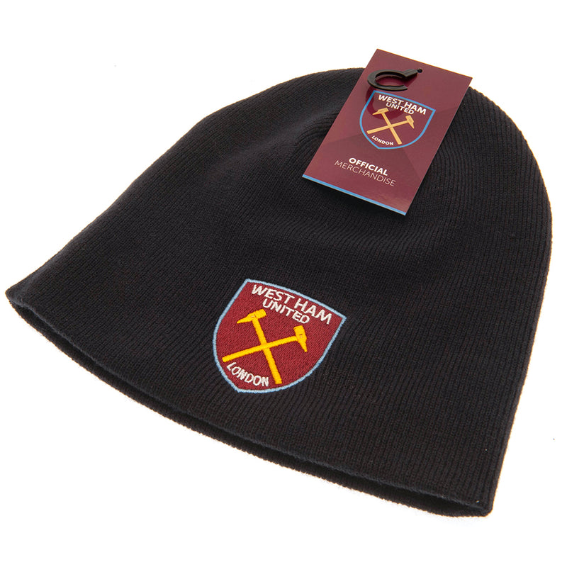 West Ham United FC Navy Beanie, side angle