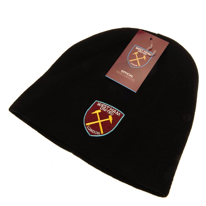 West Ham United FC Black Beanie, side angle