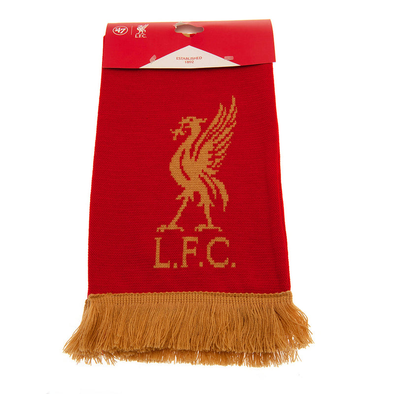 Liverpool FC Gold Liverbird Scarf, close-up detail