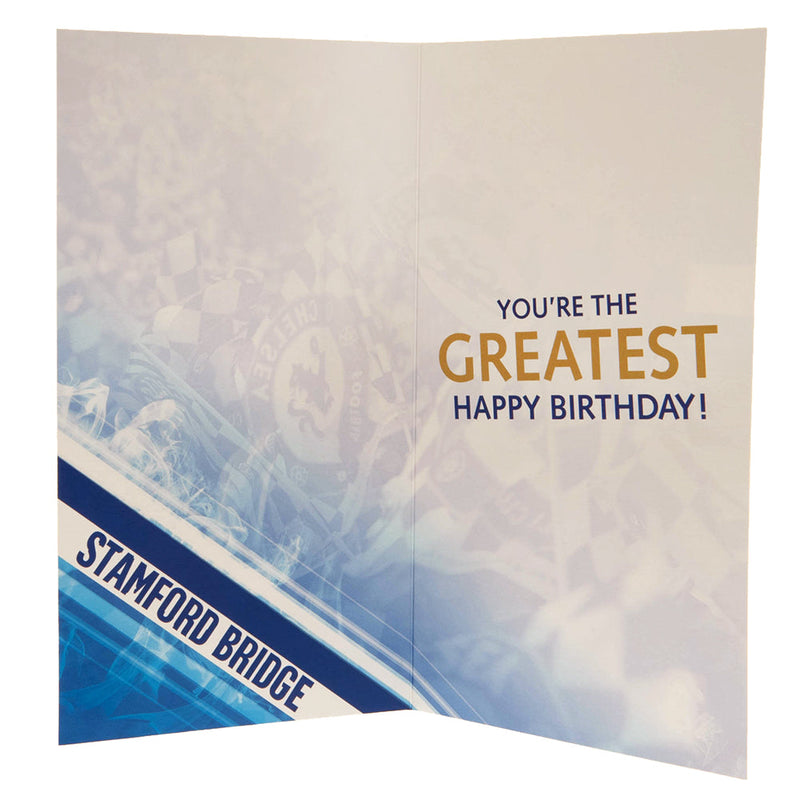Chelsea FC No. 1 Dad Birthday Card, side angle