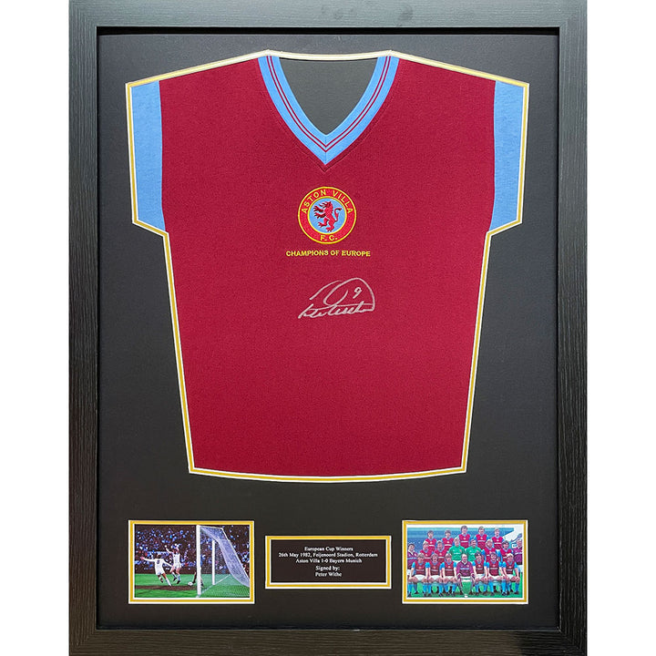 Aston Villa FC 1982 Peter Withe Signed Shirt (Framed)