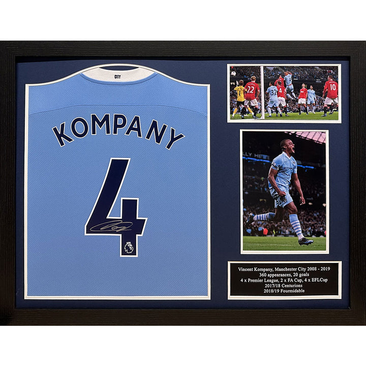 Manchester City FC Vincent Kompany Signed Shirt (Framed)
