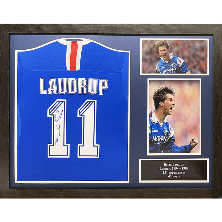 Rangers FC Brian Laudrup Signed Shirt (Framed)