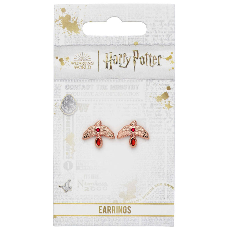 Harry Potter Rose Gold Plated Fawkes Stud Earrings, alternate view