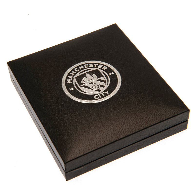 Manchester City FC Stainless Steel Heart Necklace, close-up detail