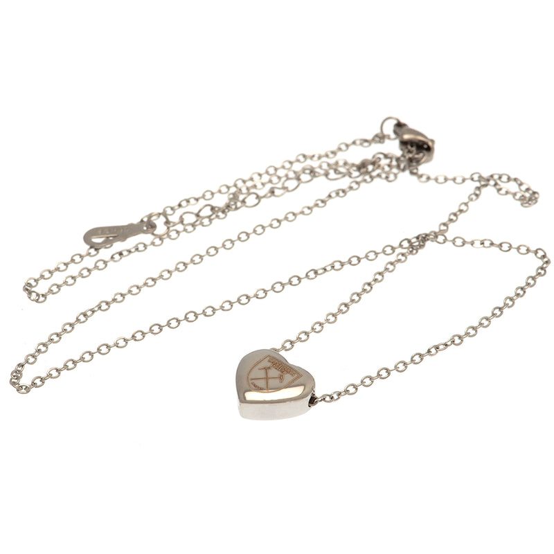 West Ham United FC Stainless Steel Heart Necklace, alternate view