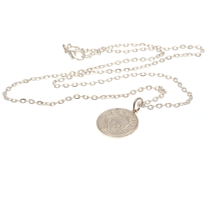 Manchester City FC Silver Plated Boxed Pendant, side angle