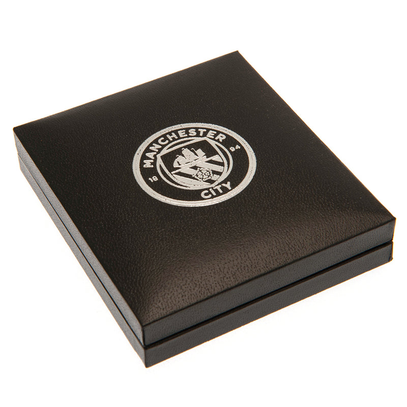 Manchester City FC Silver Plated Boxed Pendant, close-up detail