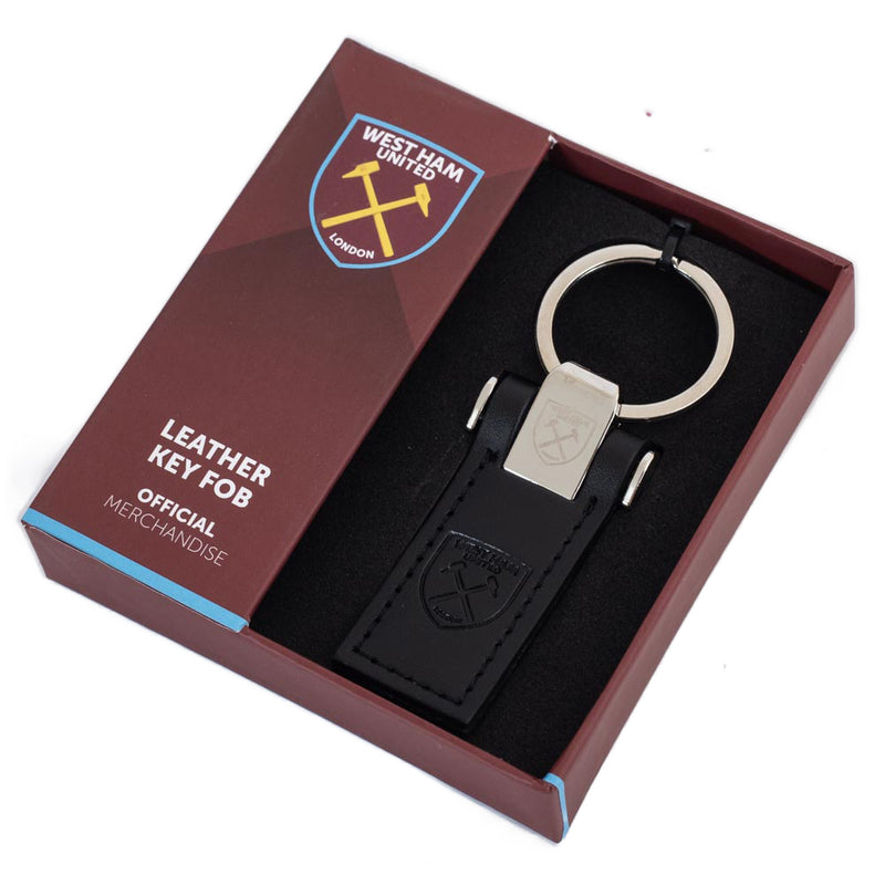 West Ham United FC Leather Key Fob, side angle