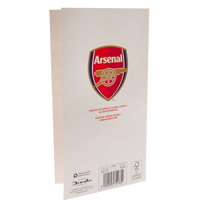 Arsenal FC Retro Shirt Birthday Card, close-up detail