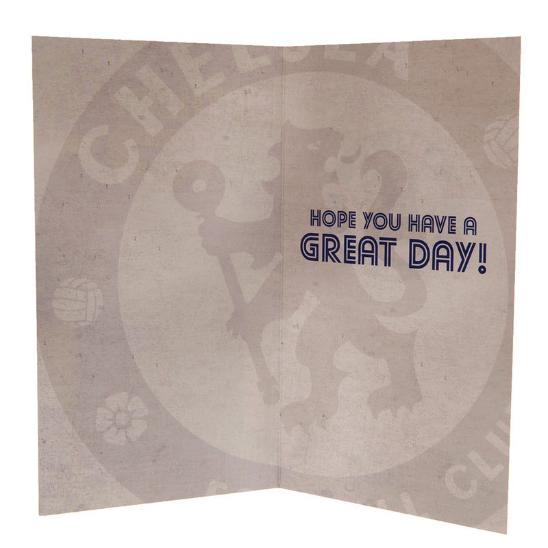 Chelsea FC Retro Shirt Birthday Card, side angle