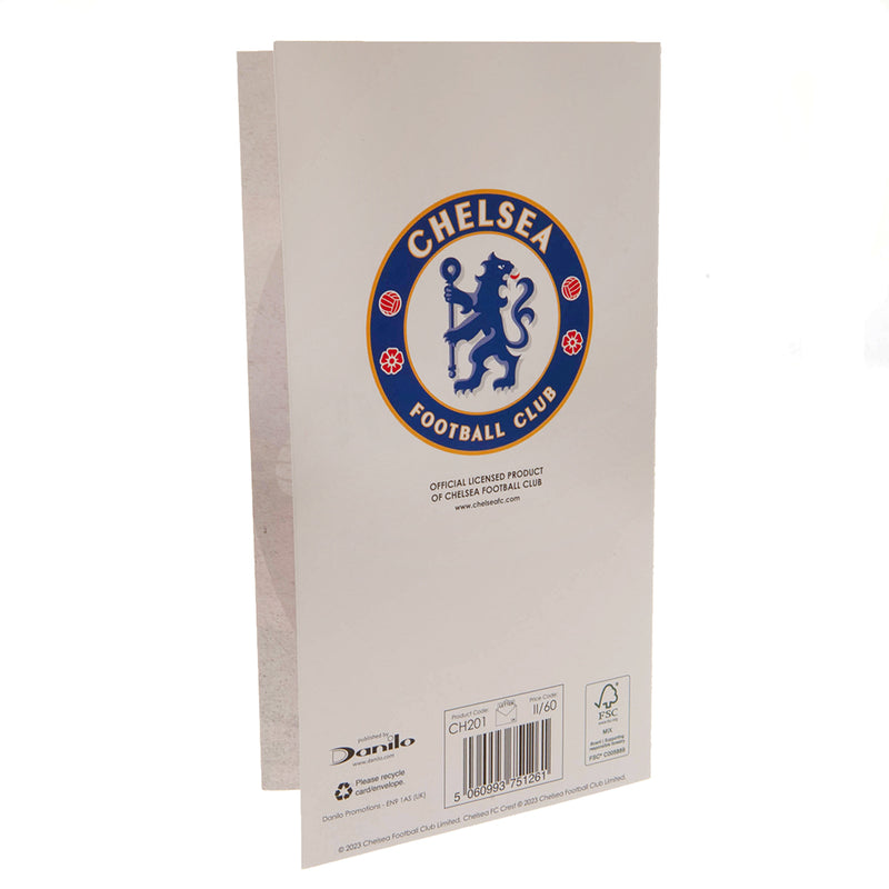 Chelsea FC Retro Shirt Birthday Card, close-up detail
