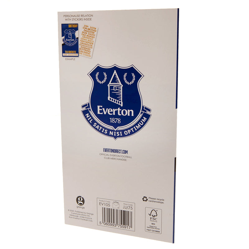 Everton FC Personalised Birthday Card, rear view