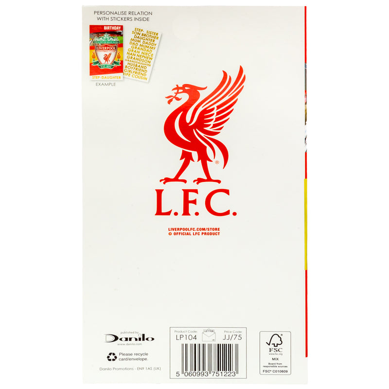 Liverpool FC Personalised Birthday Card, rear view