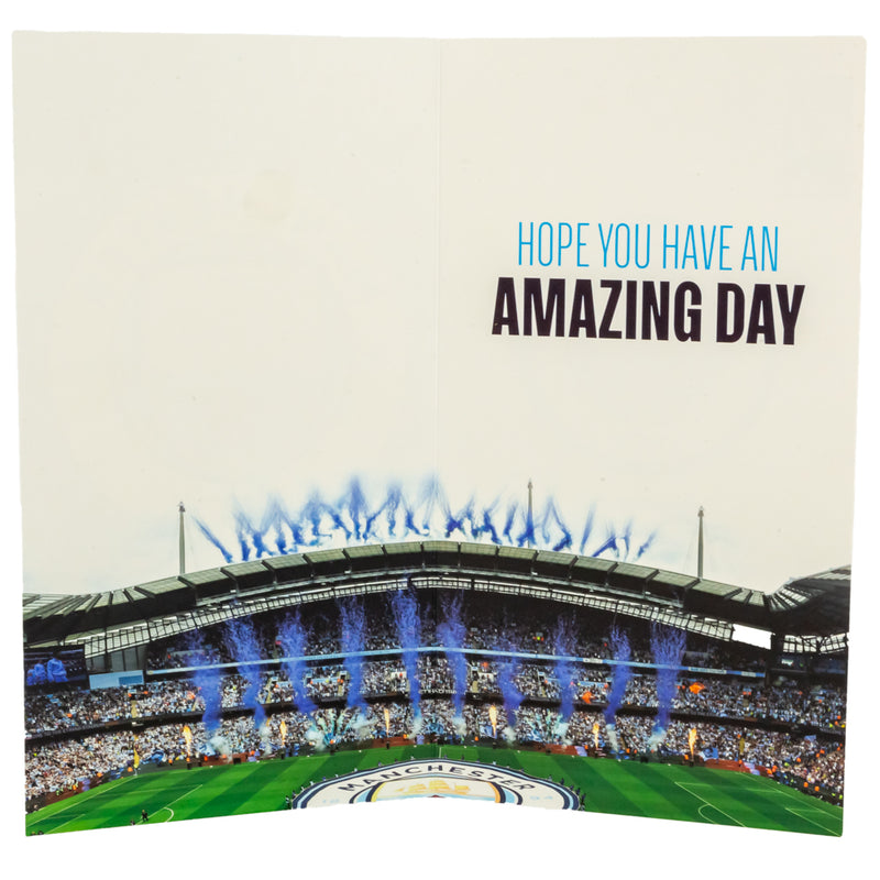 Manchester City FC Personalised Birthday Card, side angle