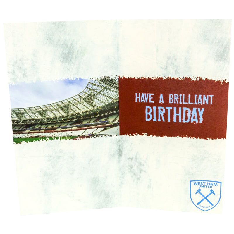 West Ham United FC Personalised Birthday Card, side angle