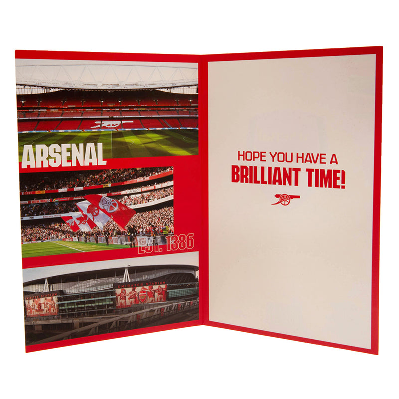 Arsenal FC Birthday Card With Stickers, side angle