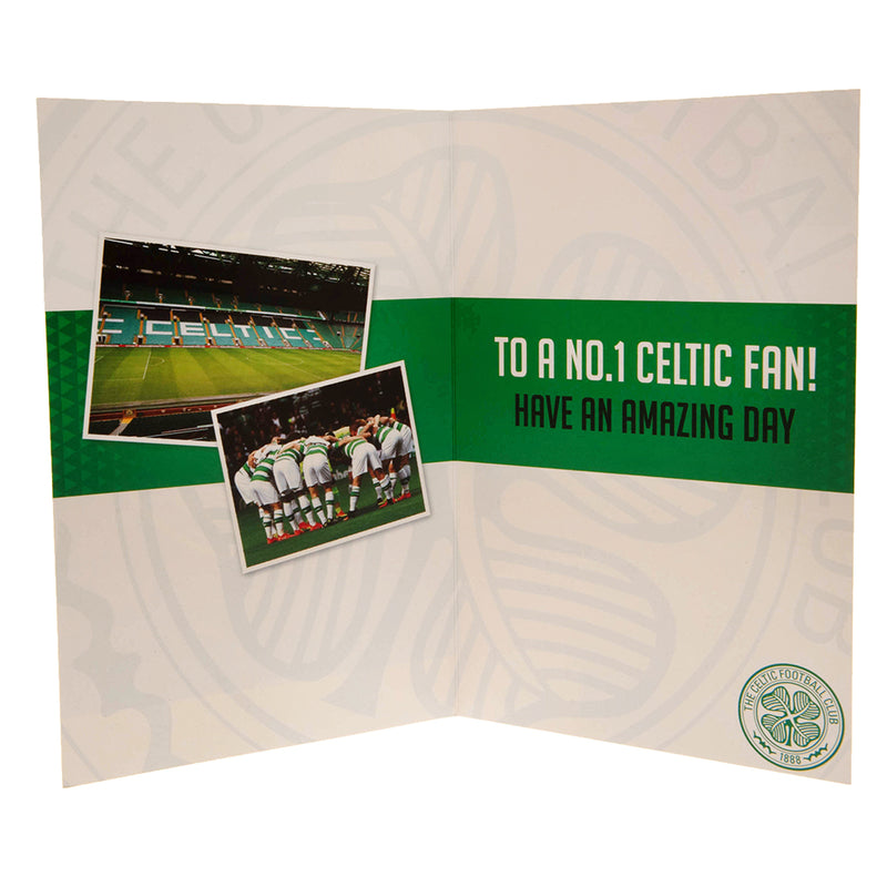 Celtic FC Birthday Card With Stickers, side angle