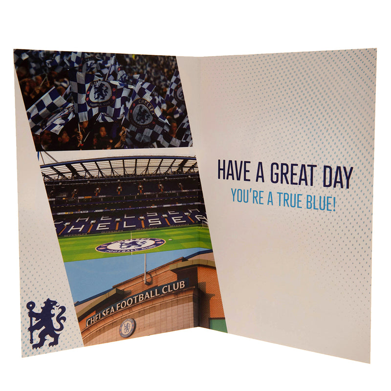 Chelsea FC Birthday Card With Stickers, side angle