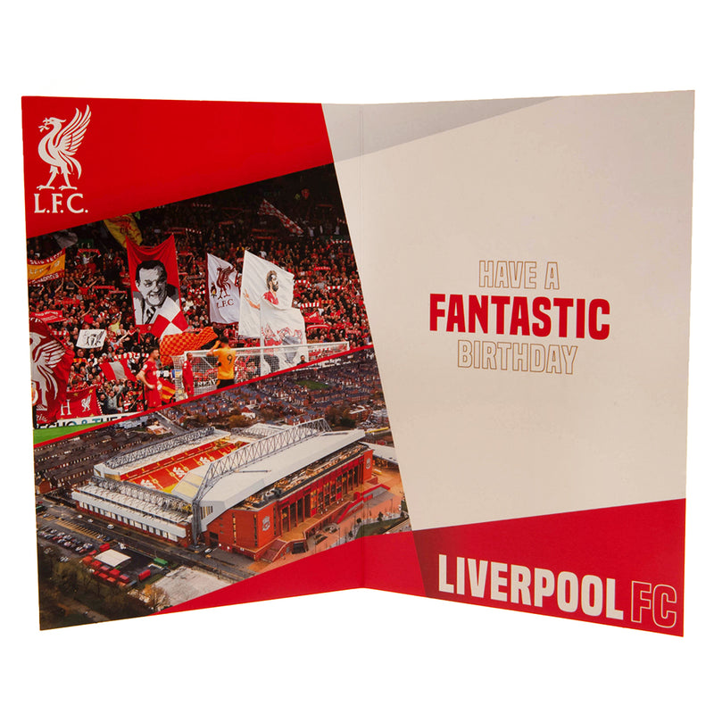 Liverpool FC Birthday Card With Stickers, side angle