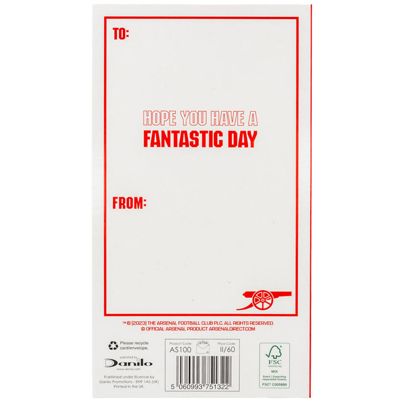 Arsenal FC Crest Birthday Card, close-up detail
