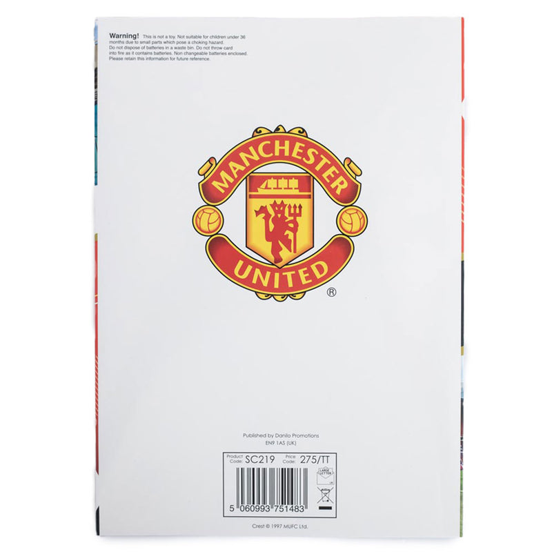 Manchester United FC Musical Birthday Card, close-up detail