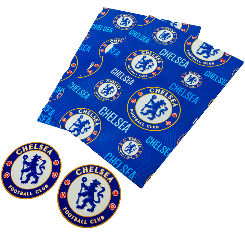Chelsea FC Text Gift Wrap, side angle