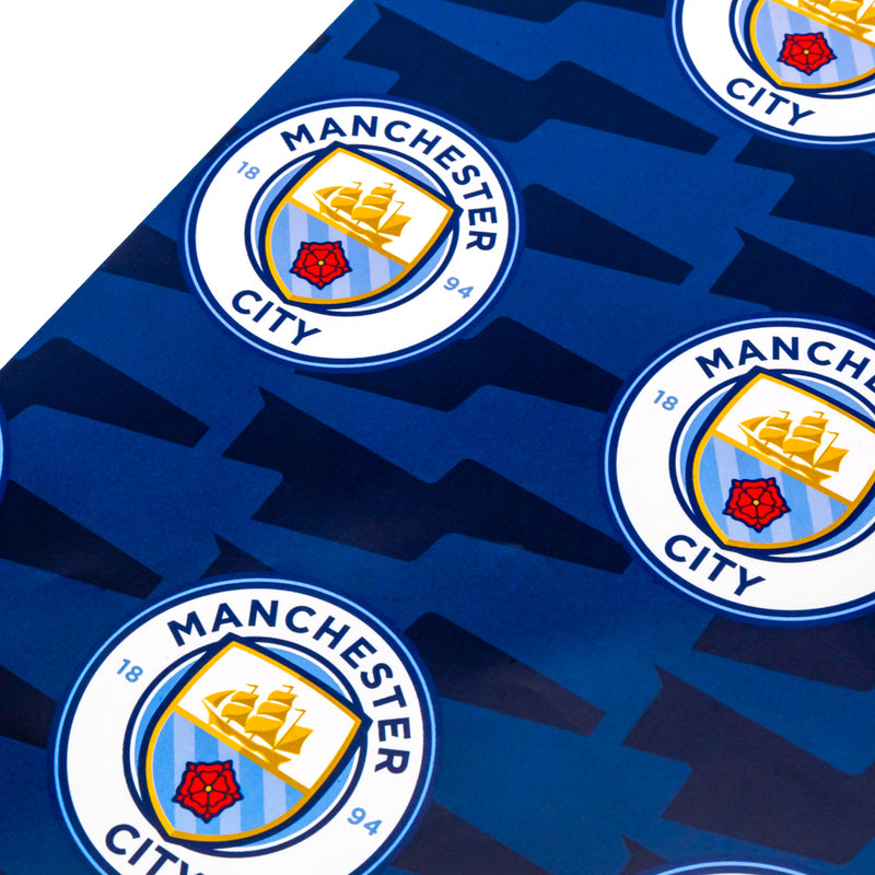 Manchester City FC Text Gift Wrap, close-up detail