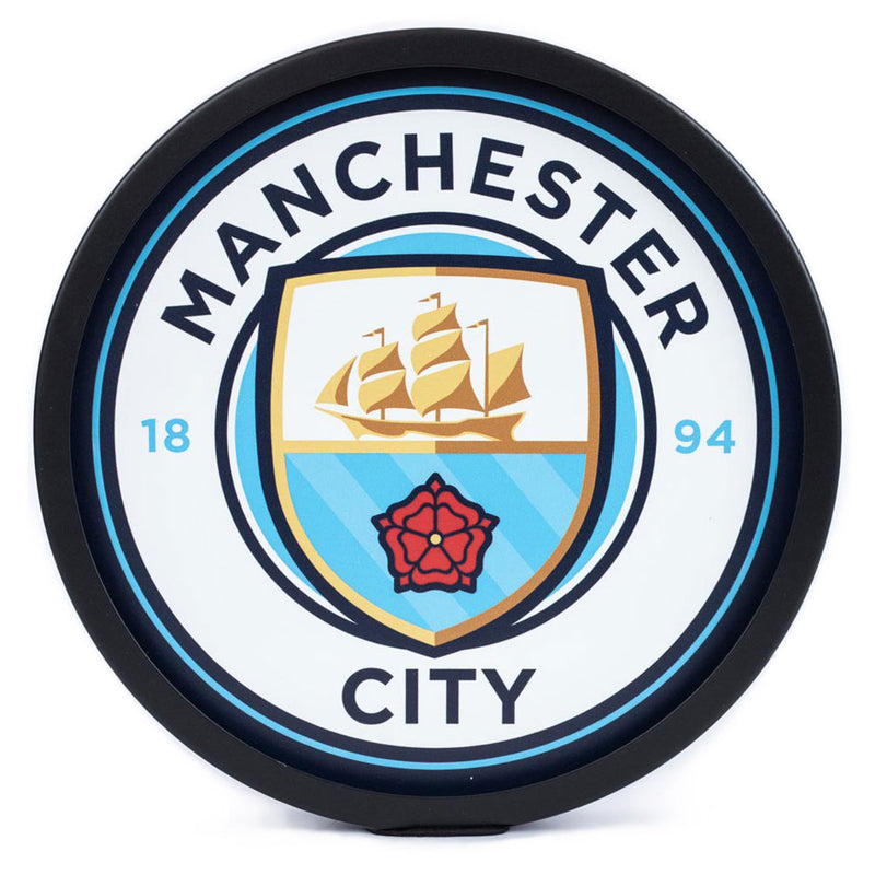 Manchester City FC Metal LED Logo Sign, side angle