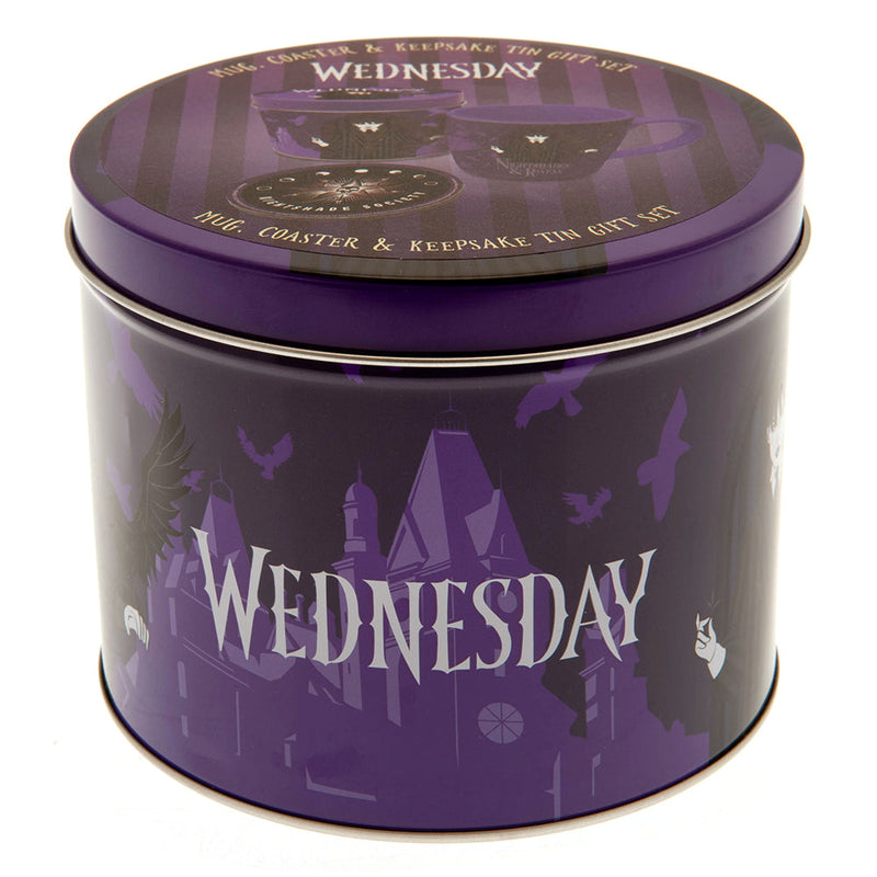 Wednesday Mug & Coaster Gift Tin, close-up detail