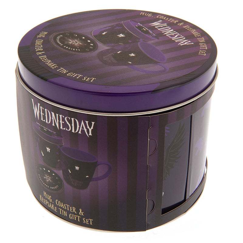 Wednesday Mug & Coaster Gift Tin, rear view