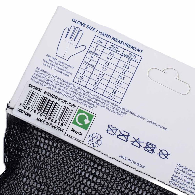 England FA Fuse Goalkeeper Gloves Yths, side angle
